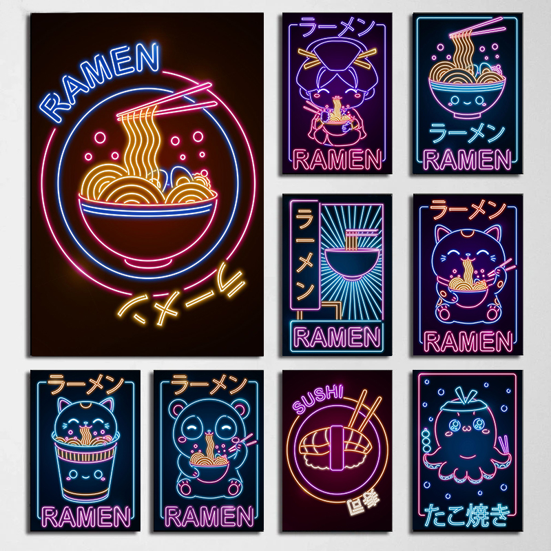 Japanese Lifestyle And Culture - Japanese Wave Ramen Sushi Cat Posters