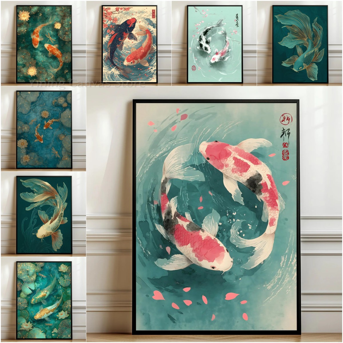 Japanese Zen Lifestyle - Yin Yang Koi Poster, Koi Fish