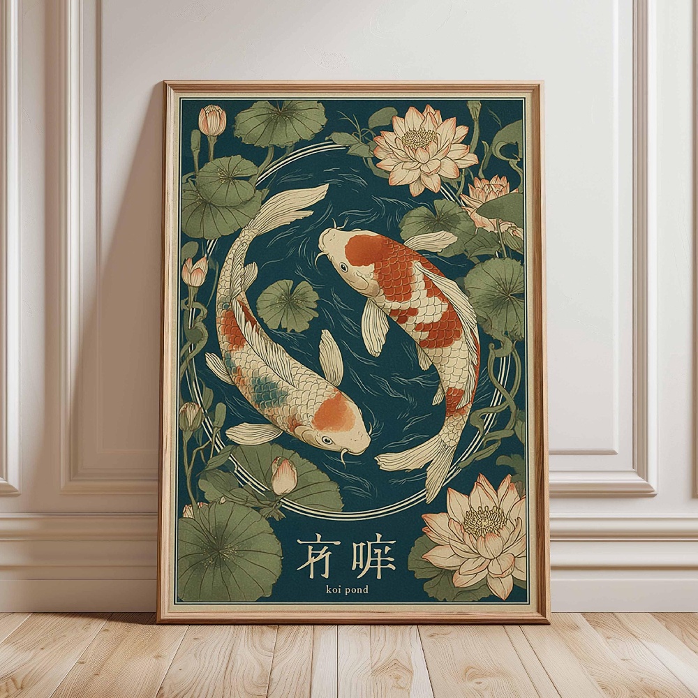 Japanese Koi Fish Poster Gold  – обзор и цена Japanese Zen Lifestyle