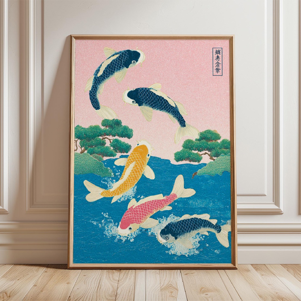 Japanese Koi Fish Poster Gold  – обзор и цена Japanese Zen Lifestyle